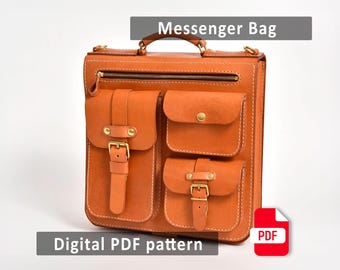 Leather Backpack Pattern PDF Template DIY Messenger Bag Sewing Pattern