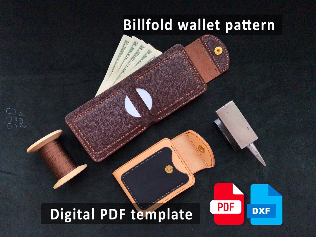 Leather Wallet Pattern PDF - Bifold Cash Wallet Template - Digital ...