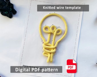 Template for wire art - Printable template for wire art - Knitted wire bulk lamp - Wire yarn deror