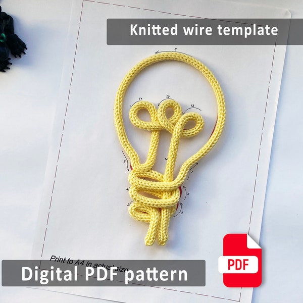 Template for wire art - Printable template for wire art - Knitted wire bulk lamp - Wire yarn deror