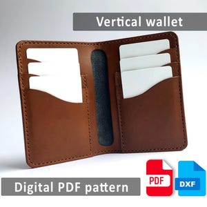 Modelo de carteira de couro dobrável com bolso para dinheiro e compartimentos para cartões, modelo PDF + arquivo DXF para corte a laser, artesanato em couro para iniciantes, faça você mesmo