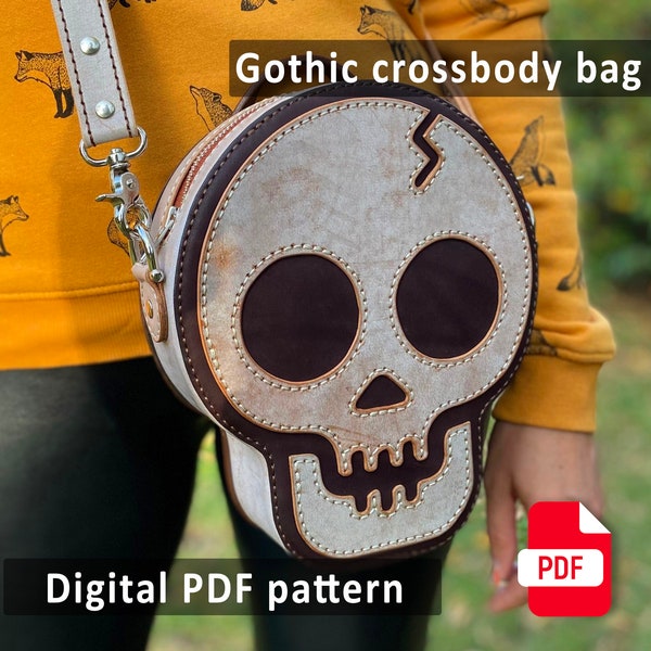 Gothic Skull Crossbody Bag Pattern - Halloween Bag - Unique and Edgy Design