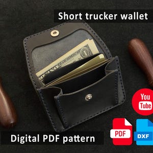 スナップボタンで作るDIY手作りカードウォレットのレザーウォレットパターン（PDFとDXF）初心者向けレザークラフトテンプレート+YouTube組み立て動画