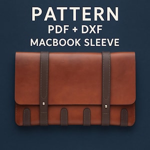 Leather Laptop Sleeve Pattern PDF Template for 13 Inch Case iPad Pro Cover DXF File for Laser Cut Leather Craft for Beginners