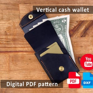 Leather Vertical Wallet Pattern PDF DXF - Front Pocket Wallet Template