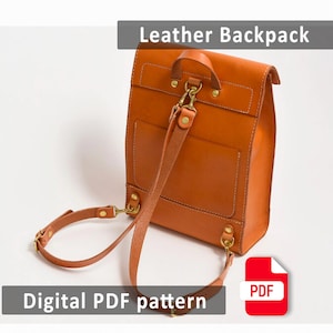 Leather Backpack Pattern PDF Template for DIY Handmade Rucksack Printable Digital File for Crafting Minimalist Bag