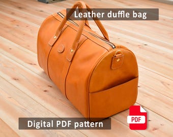 Leather Duffle Bag Pattern: DIY Weekend Travel Gym Bag (PDF Template A4/A0)