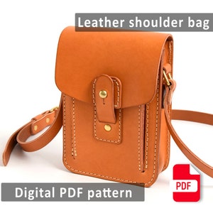 Leather Messenger Bag Pattern PDF Template for Men’s Crossbody Shoulder Bag Printable Design for Handmade Vertical Satchel