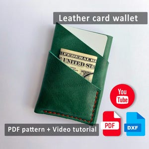 Minimalistischer One Piece Leder Kartenhalter Muster Einfache Karte Brieftasche PDF Vorlage + DXF Datei DIY Beginner Leathercraft Project