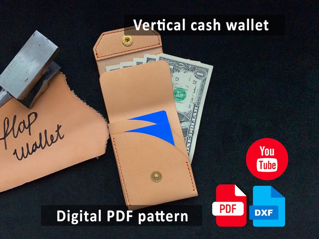 Front Pocket Wallet Template - Bifold Cash Wallet Digital Sewing ...