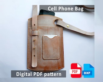 Patrón de funda de cuero para teléfono (PDF + DXF): Plantilla de funda pequeña para pasaporte