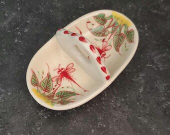 Vintage Stoneware Salt and Pepper Cellar Dragonfly Design