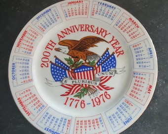 Vintage 200th Anniversary Year 1776-1976 Calendar Collectable Plate Bicentennial  Spencer's Gifts 1975