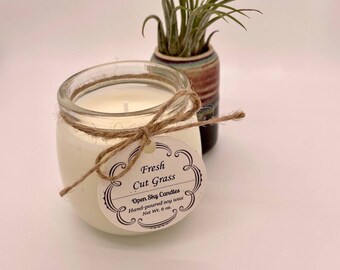 Fresh Cut Grass Soy Candle, 6 oz Glass Jar Candle by Open Sky Candles