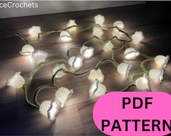 PATROON! Fairy Lights, gehaakte kerstverlichting, bloemenkerstverlichting, decoratieve lichtslingers, Lily of the Valley Night