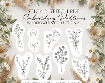 Wildflower Embroidery Pattern PDF | Stick and Stitch Botanical Designs (PDF Download)