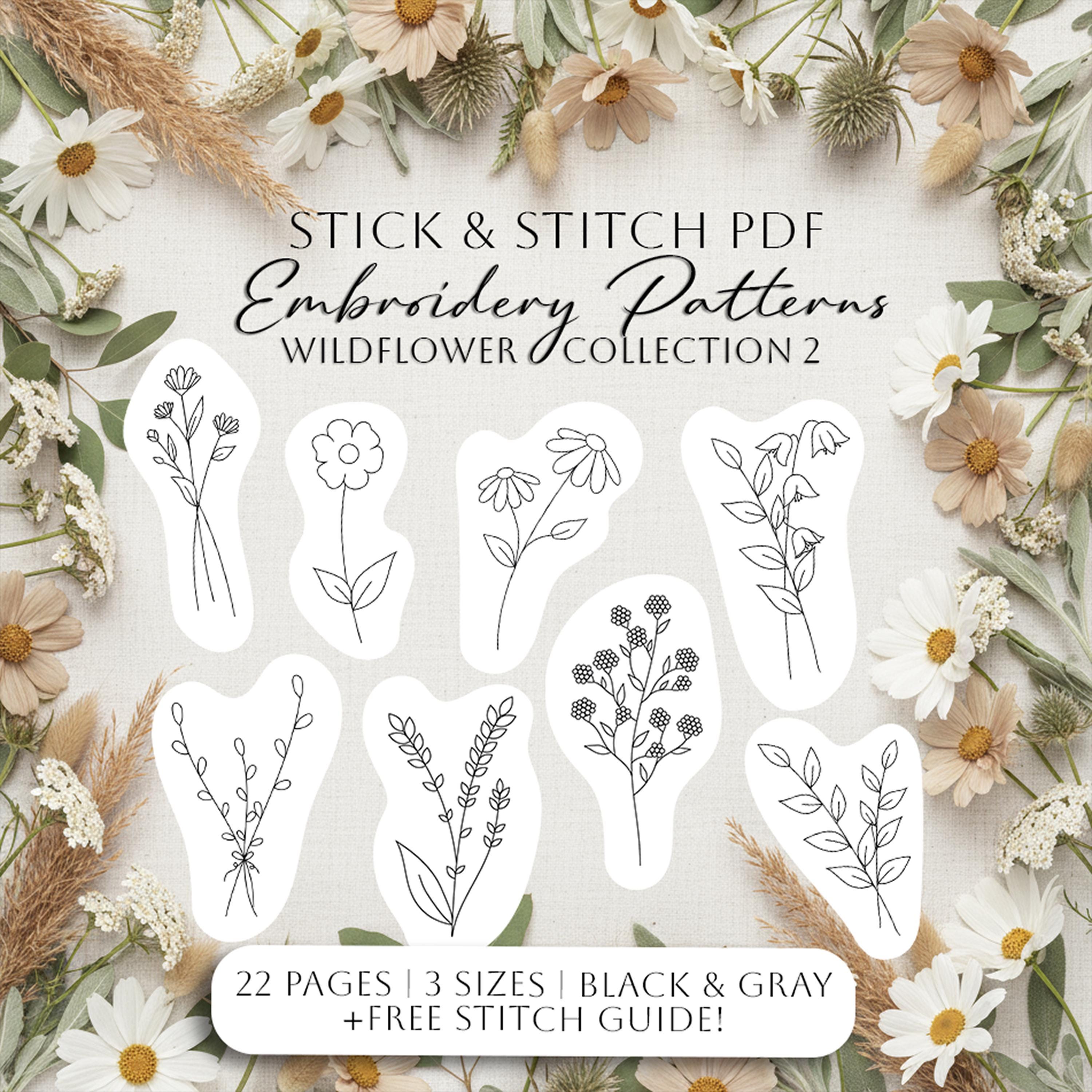 Wildflower Embroidery Pattern PDF | Stick and Stitch Botanical Designs ...