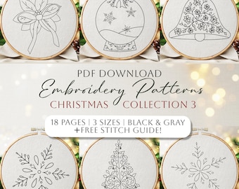 Christmas Hand Embroidery Pattern | Holiday Beginner Design (PDF Bundle)