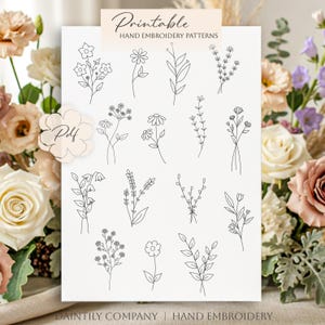 Floral Stick and Stitch Hand Embroidery Patterns; Wildflower Printable Designs for Beginners (PDF Download)