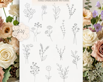 Floral Stick and Stitch Hand Embroidery Patterns; Wildflower Printable Designs for Beginners (PDF Download)