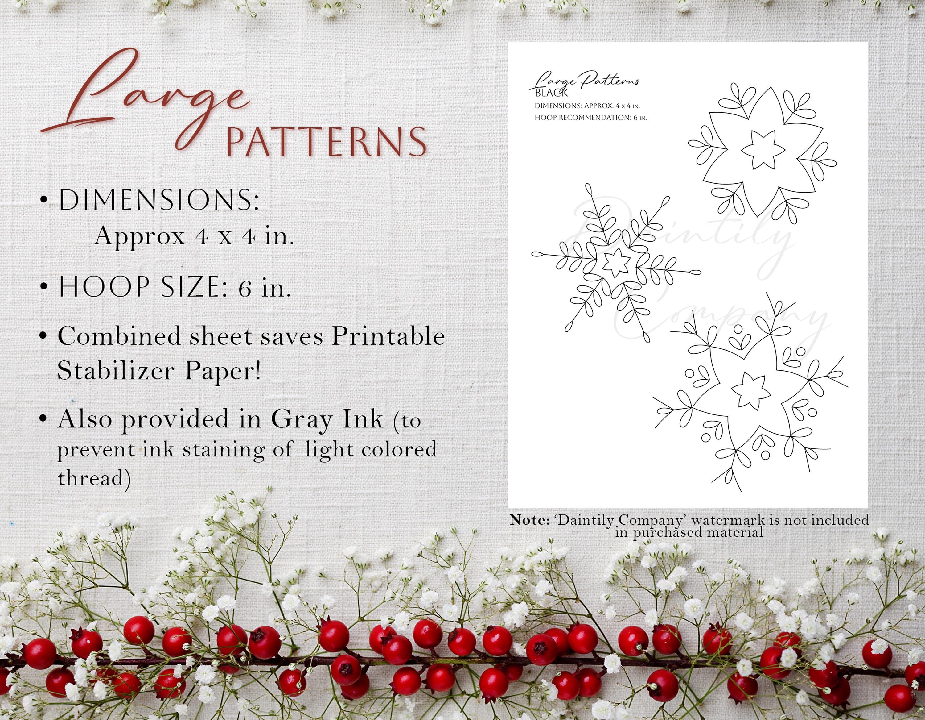 Christmas Snowflake Hand Embroidery Pattern PDF Bundle | Printable ...