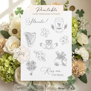 St. Patrick's Day-handborduurpatroon - afdrukbare stick en steek in Guinness-stijl (pdf-download)