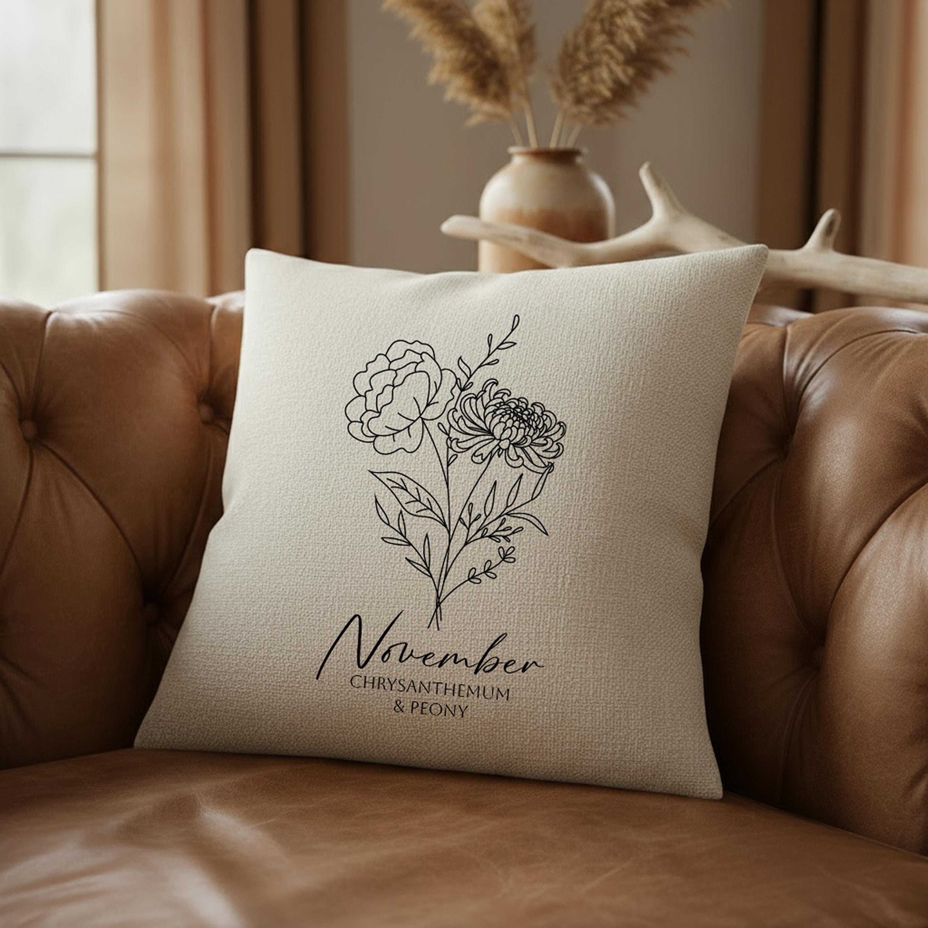 Pattern Image For November PDF Hand Embroidery Pattern November Birth Flower DIY Personalized ...
