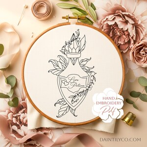 Magic Love Potion Hand Embroidery Pattern; Witch Apothecary Hoop Art Stitching Design (PDF Download)