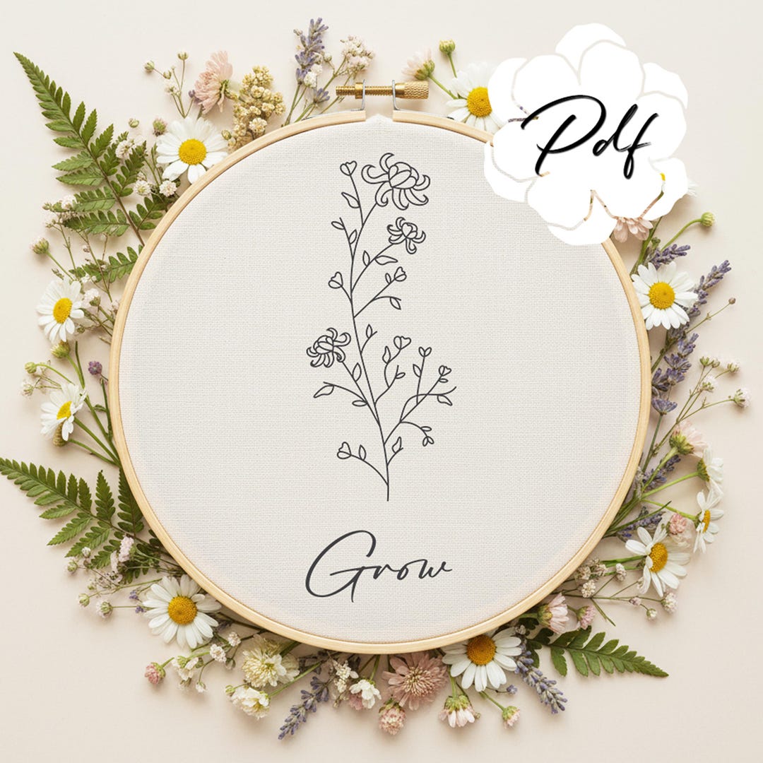 Botanical PDF Hand Embroidery Pattern Aspirations - Grow Easy Stitch ...