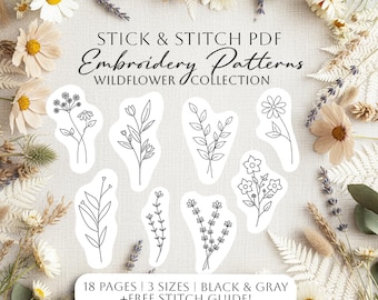 Floral Embroidery Pattern PDF Bundle | Stick and Stitch Designs (PDF Download)
