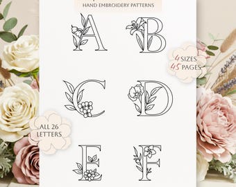 Broderimönster med blommigt alfabet - Botaniskt monogram, Stick and Stitch (PDF-nedladdning)