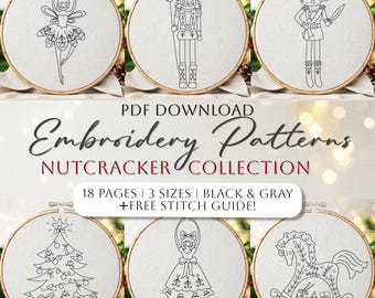 Christmas Nutcracker Ballet Embroidery Pattern PDF Bundle (Instant Download)