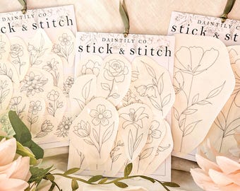 Romantisk blommig stick & stitch: Botaniska tvättbara klistermärken för nybörjare