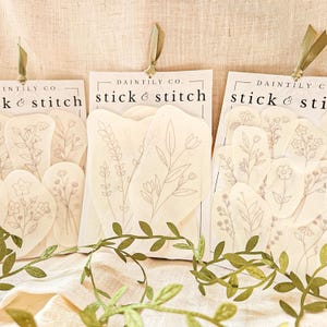 Beginner Stick and Stitch: Floral Wash Away Peel and Stick Embroidery Patterns