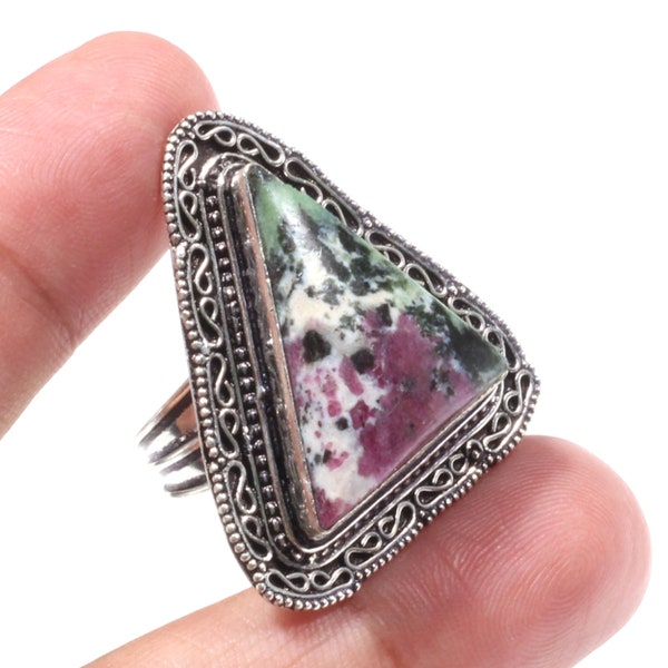 Ruby zoisite Gemstone 92.5 Sterling Silver Ring , Ruby zoisite Ring ,Ring Size 8 US Gift for mother, gift for her, Women Ring CAN 1837