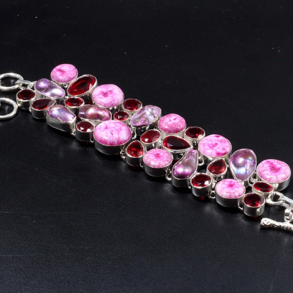 Rose tranche solaire Biwa perle fait à la main 925 bijoux en argent Sterling rose tranche solaire Biwa bracelet de perles pour les femmes meilleur cadeau CAN 3573