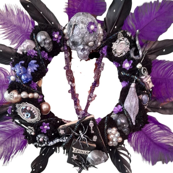Gothic Witchy Wreath - Black & Purple