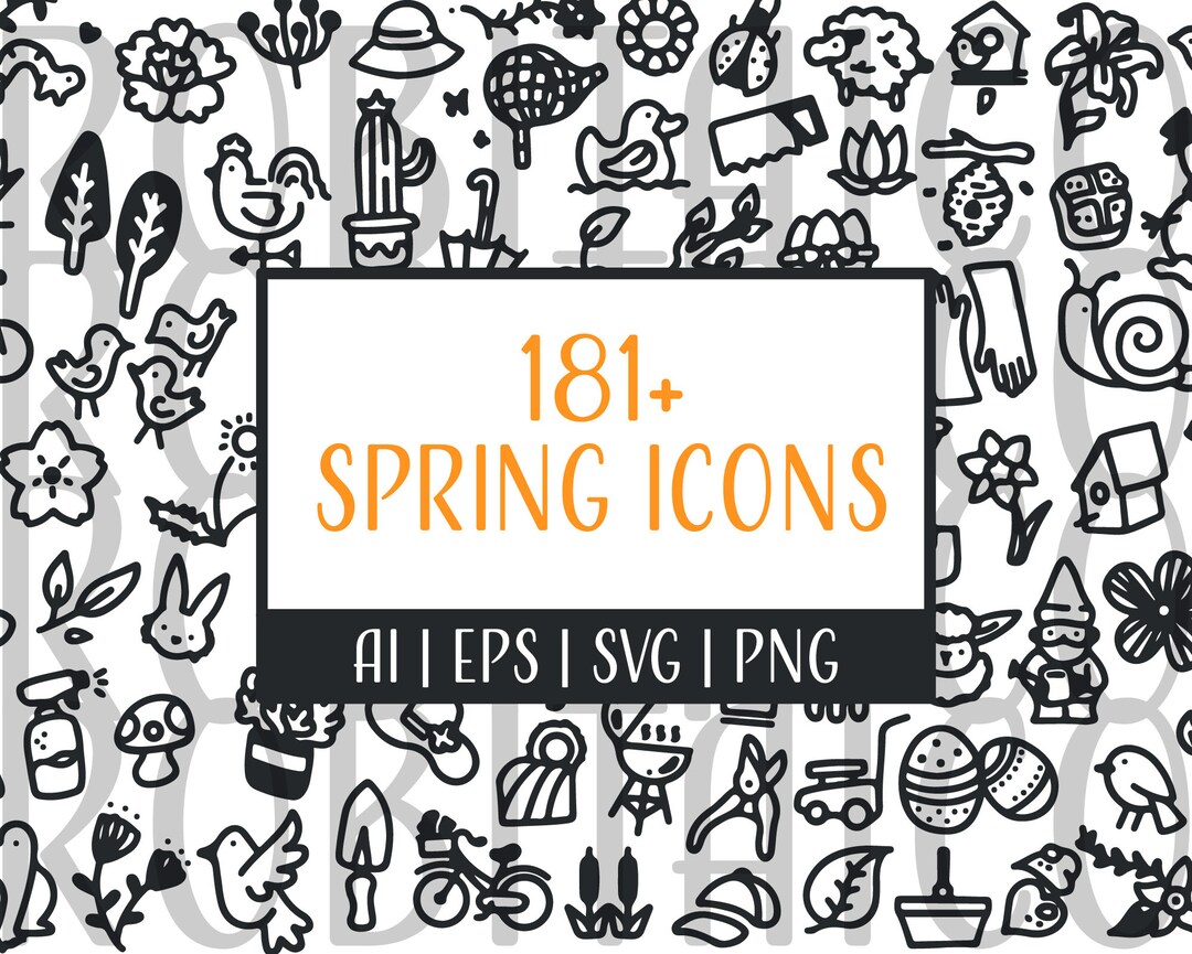 181+ Spring Clipart Icons – Hand Drawn, Flowers, Gardening, Plants ...