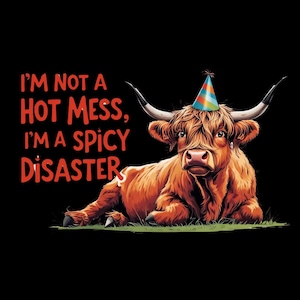Spicy disaster highland cow png, highland cow, cowgirl png, highland cow png, Instant download, Digital download
