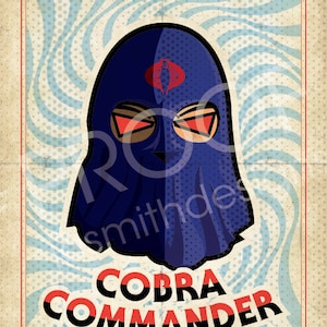 COBRA COMMANDER 8x12 Poster - GI Joe - 1982-1986 Hooded