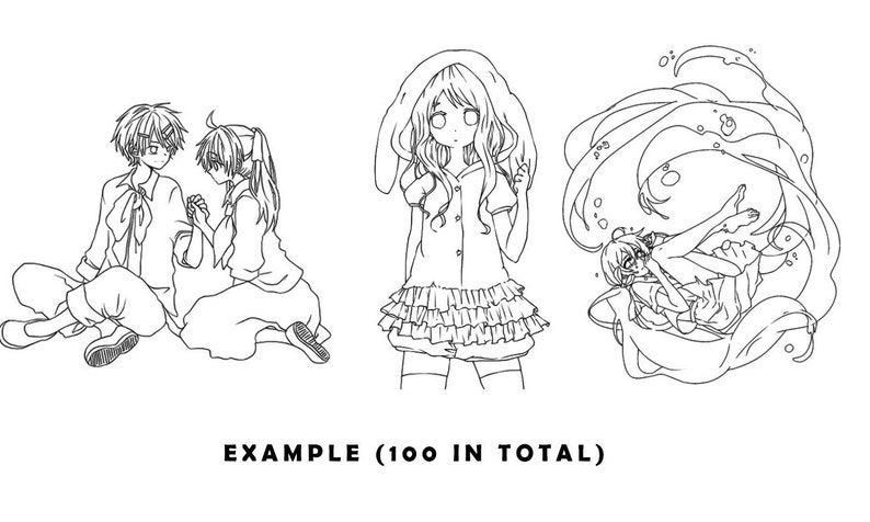 100 Manga Stencil Procreate Stamps Anime Stencil Stamp - Etsy