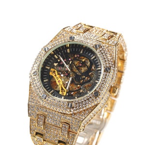 Skeleton ap watch iced out clearance