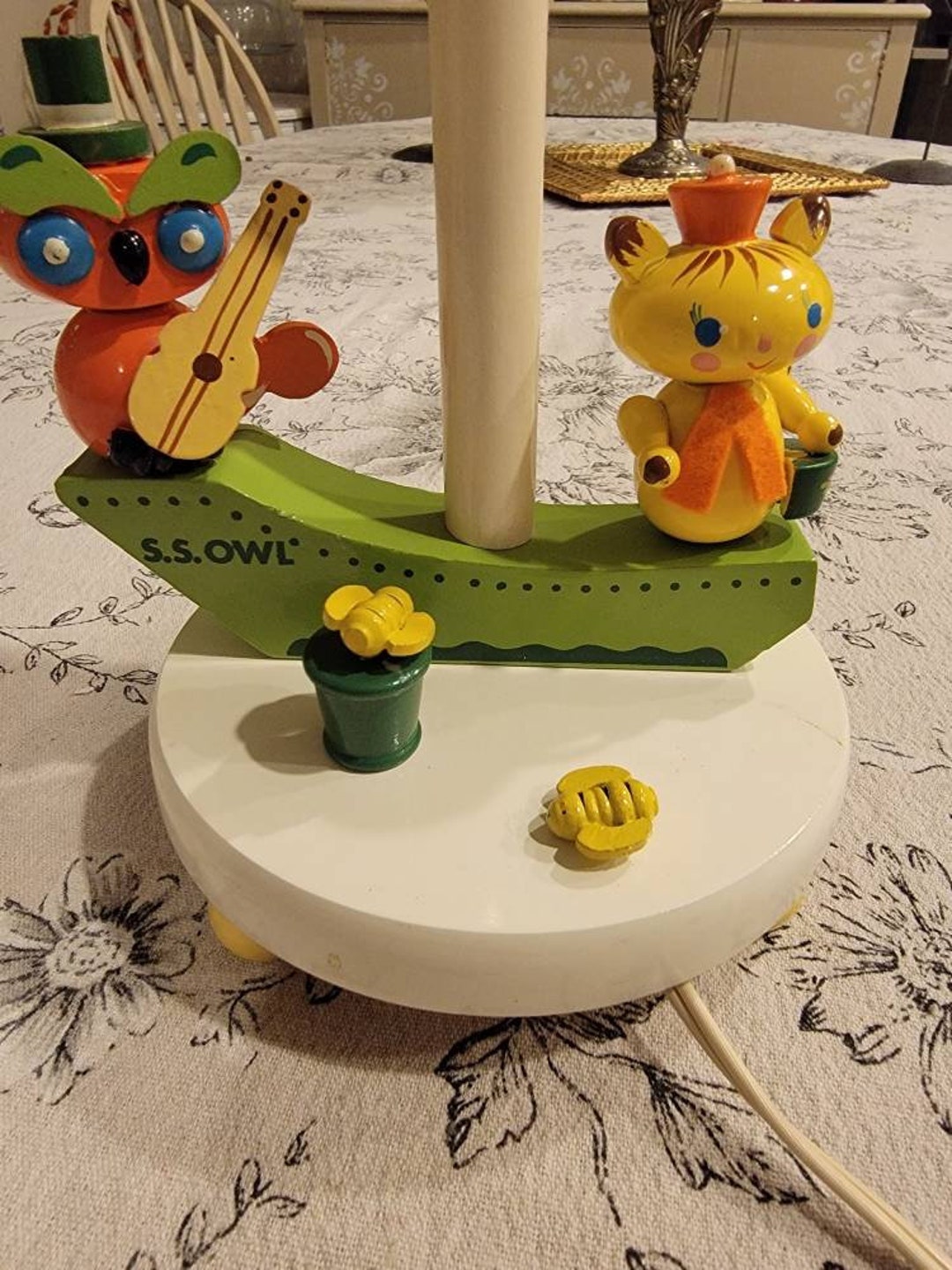 Vintage Wooden Nursery Child's Room Lamp With Adorable Etsy