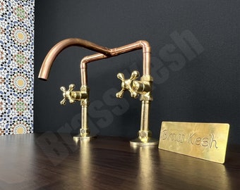 Handmade Copper Faucet - Customizable Mixed Copper and Brass Faucet - Outdoor and Indoor Faucet