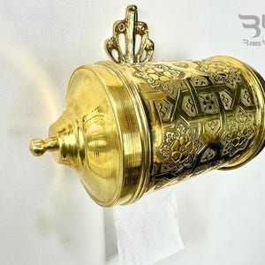 Porta carta igienica in ottone inciso marocchino realizzato a mano – Design inciso artigianalmente