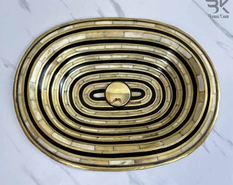 Brass Handcrafted Sink Adorned by Resin and Bone + Free Pop-up Drain