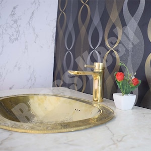 Unlacquered Brass Single Hole Bathroom Faucet - Brass Faucet with Lever Handle