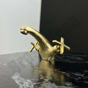 Unlacquered Brass Single Hole Bathroom Faucet - Handmade Mixer Sink Tap