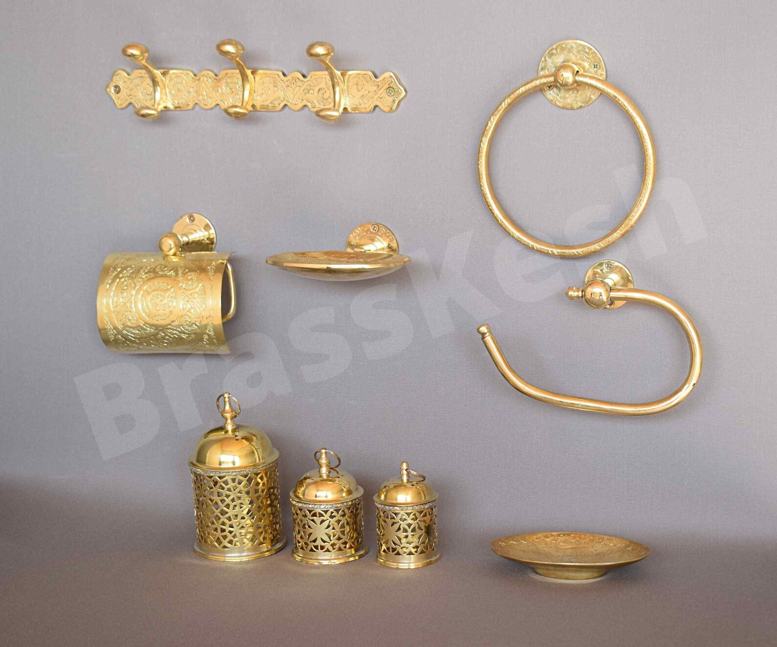 Solid Brass Bathroom Accessories Set Unlacquered Brass Etsy