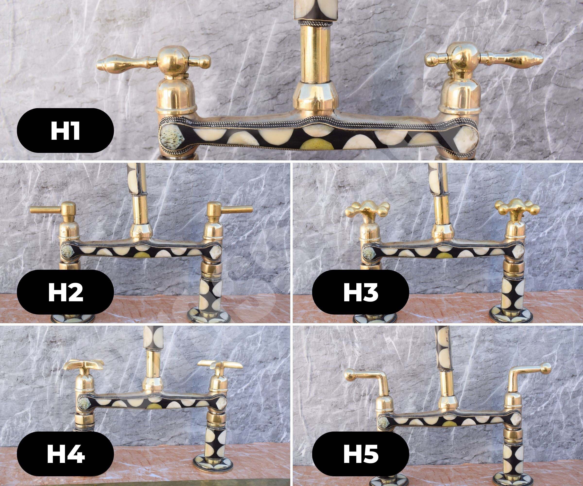 Unlacquered Brass Bridge Kitchen Faucet Studded With Bones and Resin - Etsy